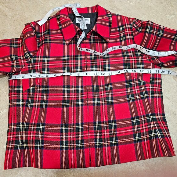 Vintage Women's Pendleton Petite Tartan Plaid Virgin Wool Zip Jacket Size 12 USA - Picture 3 of 8